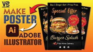 Make Professional Burger Poster In Adobe Illustrator  Yahya Designer [upl. by Wernick935]