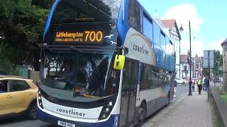 Stagecoach Coastliner bus route 700 leaving Worthing Steine Gardens bus stop 27th July 2024 [upl. by Eus]