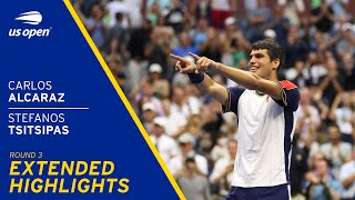 Carlos Alcaraz vs Stefanos Tsitsipas Extended Highlights  2021 US Open Round 3 [upl. by Araed]