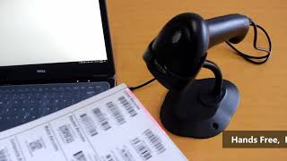 TaoHorse X208 USB Barcode Scanner with Handsfree Stand Automatic Sensing and Scan [upl. by Adnorat692]