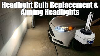 How to Change Ford Focus HID Headlight Bulbs and Align Headlight Beams [upl. by Rednijar]