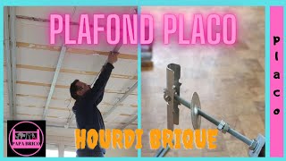 COMMENT POSER UN PLAFOND PLACO SOUS HOURDI BRIQUE EN SUSPENTE BASCULE [upl. by Lammond871]