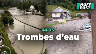 Pluies crues Lourdes inondée et route effondrée dans les PyrénéesAtlantiques [upl. by Winston]