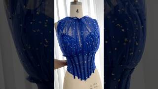 Making a corset long sleeves royal blue mini dress prom wedding hautecouture sewing dressmaking [upl. by Heringer662]