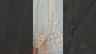 Beautiful dress lite sky blue colourembroidery and pearl work let me know in the comments section ❣️ [upl. by Meihar]