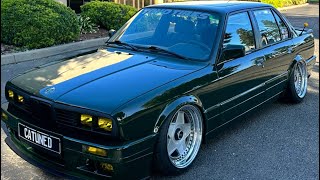 BMW E30 BRITISH RACING GREEN BUILD CATUNED PART 3 SEMA [upl. by Aihsela]