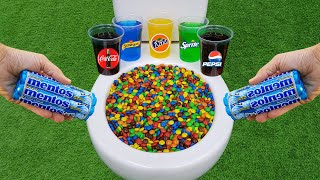 MampM Candy VS Popular Sodas  Pepsi Coca Cola Sprite Fanta Schweppes and Mentos in the toilet [upl. by Dorolice740]