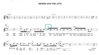 BENNIE AND THE JETS  ELTON JOHN  CHORDS  LYRICS  PIANO SHEET  GUITAR  BASS  KEYBOARD [upl. by Adlemy]