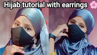 Hijab Tutorial With Earrings 🌸 Wedding Hijab Tutorial 🌸 [upl. by Aseek]