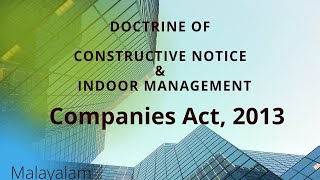 Doctrine of Constructive Notice and Doctrine of Indoor Management  Companies Act 2013 [upl. by Camile43]