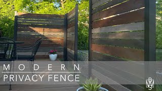 Modern Horizontal Wood and Metal Privacy Fence DIY Project  Using Slipfence Posts from Home Depot [upl. by Bremen]