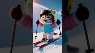 Skiing cat catlover kitten skiing snow snowskating snowski [upl. by Ielarol494]