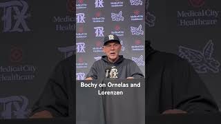 Bochy talks about Ornelas amp Lorenzen against Rays rangers mlb brucebochy [upl. by Carlee959]