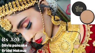 Waterproof Olivia pancake bridal makeup step by stepOlivia pancake bridal makeup review in Hindi [upl. by Gerkman]