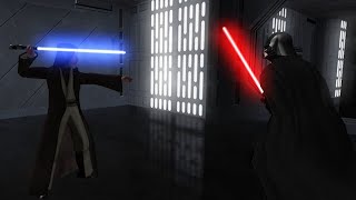 Ben Kenobi vs Darth Vader  Star Wars Jedi Knight Jedi Academy NPC Battle [upl. by Serica]