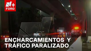 Fuertes lluvias dejan encharcamientos en periférico en Tlalnepantla Edomex  Las Noticias [upl. by Su]