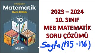 10sınıf MEBMatematik sayfa 135136 Öğrendiğimizi uygulayalımMiray yayınları [upl. by Brody128]