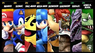 Mario and Sonic and Pac  Man and Mega Man VS Bowser and Ganondorf and Ridley and King K Rool LV 9 [upl. by Atinahs]