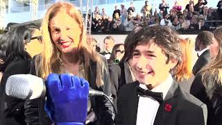 Justine Triet and Milo Machado Graner Anatomy of a Fall on 2024 Golden Globes red carpet [upl. by Abisia]