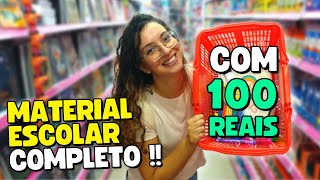 Comprando MATERIAL ESCOLAR 2023 COMPLETO com 100 REAIS [upl. by Odlaumor]