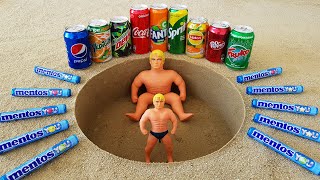 Big Stretch Armstrong VS Small Cola Fanta Sprite Pepsi Fruko Yedigün and Mentos Underground [upl. by Godderd]