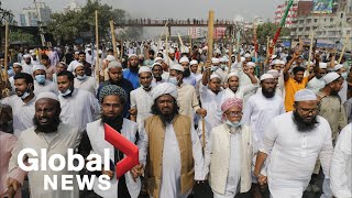 Hundreds rally against police violence during Modi protests in Bangladesh [upl. by Ydissak]