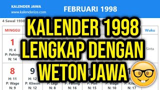 KALENDER 1998 LENGKAP DENGAN WETONPASARAN JAWA [upl. by Hickey]