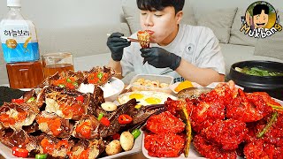 ASMR MUKBANG 집밥 직접 만든 양념게장 간장게장 계란후라이 먹방 Marinated Raw Crabs Korean Home Meal EATING REAL SOUND [upl. by Odele]