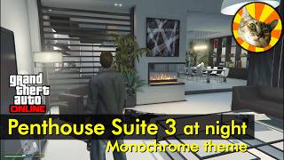 Penthouse Suite 3 at Eclipse Towers  Monochrome interior theme at night  GTA Online [upl. by Reynold]