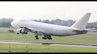 Kalitta Air 747200F All White landing at Dusseldorf International Airport [upl. by Rena87]