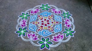 Karthika Pournami muggulu Sangu Kolam Margazhi Kolam 179 interlaced dots [upl. by Esiuolyram]