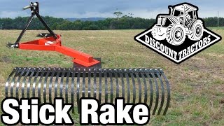 🚜 Discount Implements  Stick Rake Demo [upl. by Nyledam148]