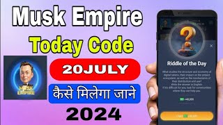 Musk Empire Combo  Musk Empire Today COMBO Card  Not empire combo 20 July 2024 [upl. by Sion]