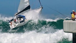 📛 INCROYABLE  LES SKIPPERS FACE À DES VAGUES IMPRESSIONNANTES AU PHARE DE CAPBRETON BIGWAVES 🌊😱 [upl. by Harpp643]