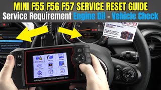 Mini F55 F56 F57 Service Requirement Engine Oil amp Vehicle Check Reset Message iCarsoft BMM V30 [upl. by Barstow393]