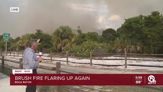 Brush fire flares up in Boca Raton [upl. by Alemahs]