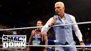 CM Punk Cody Rhodes Challenge Solo Sikoa Bloodline  SmackDown Highlights 62124  WWE on USA [upl. by Aetnuahs]