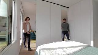 Mobile partitions for bigger perceived residential space  Barcelona cozy flat [upl. by Egor]