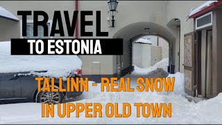 Travel to Estonia  Tallinn  4K  Real snow in upper Old Town  2022 [upl. by Cletis]