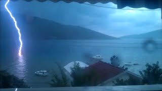 Lightning hits the sea  HD  Slow motion  Bay of Kotor Montenegro [upl. by Sivolc]