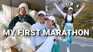 MY FIRST MARATHON Race Day Experience  Sub 4 Hour Marathon [upl. by Jorey]