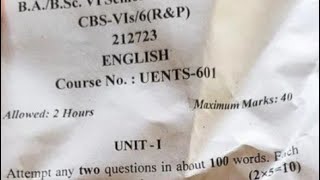 BA 6th semester Aecc English previous years question papers Jammu University [upl. by Green]