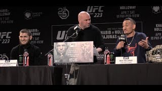 Khabib Nurmagomedov Says Max Holloway Has Been Drinking Beer Max Says He Is Ready UFC 223 [upl. by Brinna210]