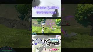 Shiny Alpha Hisuian Qwilfish Signature Move Barb Barrage in Pokemon Legends Arceus [upl. by Aihsele432]