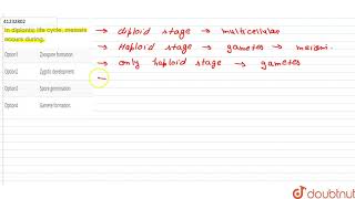 In diplontic life cycle meiosis occurs during [upl. by Daughtry]