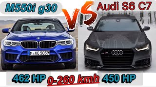 BMW M550i vs Audi S6  462 HP vs 450 HP  0260 kmh [upl. by Low]