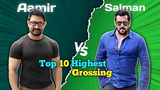 Aamir Khan Vs Salman Khan Top 10 Highest Grossing Movies Comparison 🤯 [upl. by Hsot]