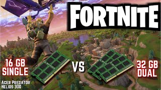 Fortnite 16GB Single Channel VS 32GB Dual Channel Ram Upgrade Performance [upl. by Southworth]