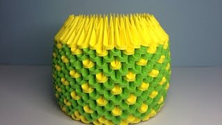 DIY 3D Origami BrushPen Holder DGreen amp Yellow [upl. by Chip]