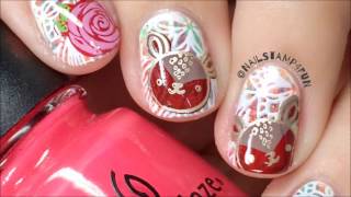 How to Layering Nail Stamping using Messy Mansion [upl. by Christensen]